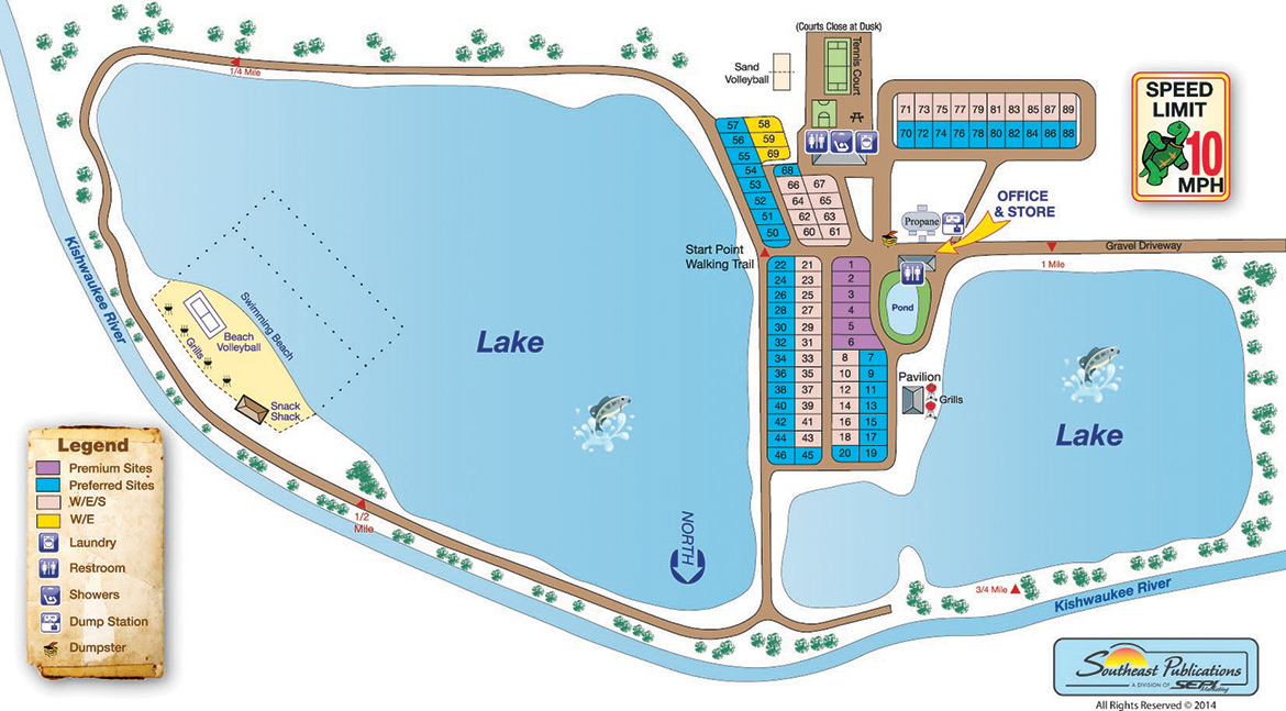 Sycamore RV Resort Site map